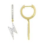 LADIES HOOPS 1/2 CT ROUND DIAMOND 10K YELLOW GOLD