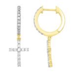 LADIES HOOPS 1/2 CT ROUND DIAMOND 10K YELLOW GOLD