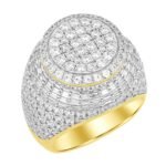 MEN'S RING 4 1/2 CT ROUND/BAGUETTE DIAMOND 10K YELLOW GOLD