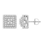 LADIES EARRINGS 1/4 CT ROUND DIAMOND 10K WHITE GOLD