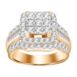 LADIES RING 2 CT ROUND/BAGUETTE DIAMOND 10K ROSE GOLD