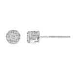 MEN'S EARRINGS 1/20 CT ROUND DIAMOND 10K WHITE GOLD