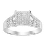 LADIES RING 1/5 CT ROUND DIAMOND 10K WHITE GOLD