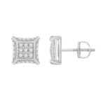 MEN'S EARRINGS 1/6 CT ROUND DIAMOND 10K WHITE GOLD