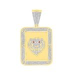 MEN'S CHARM 1 CT ROUND/RUBY DIAMOND 10K YELLOW GOLD