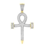 MEN'S CROSS 1 1/2 CT ROUND DIAMOND 10K YELLOW GOLD