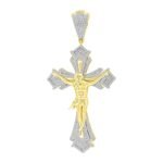 MEN'S CROSS 1 CT ROUND DIAMOND 10K YELLOW GOLD